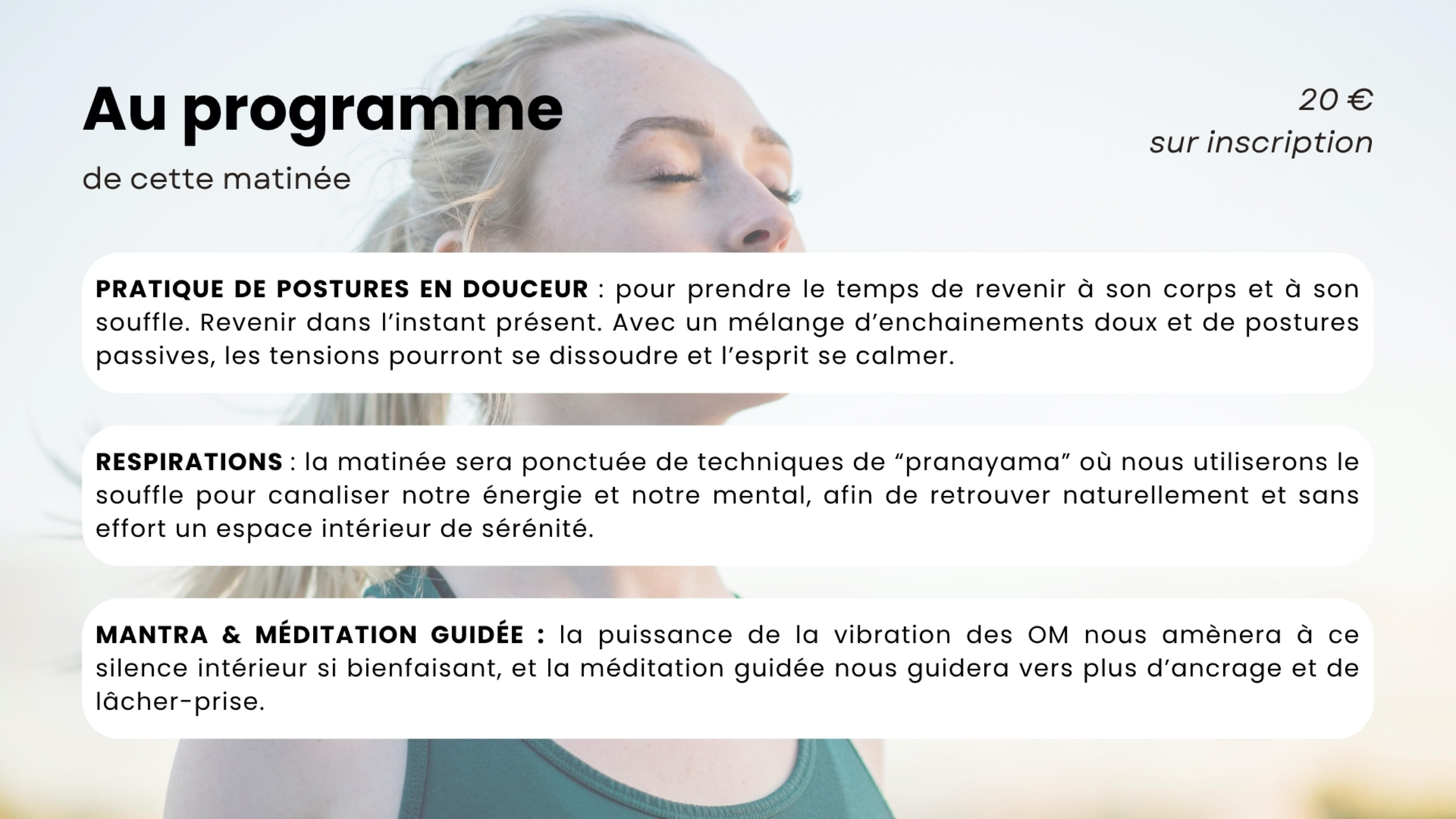 Atelier Yoga Paix intérieure le programme 
