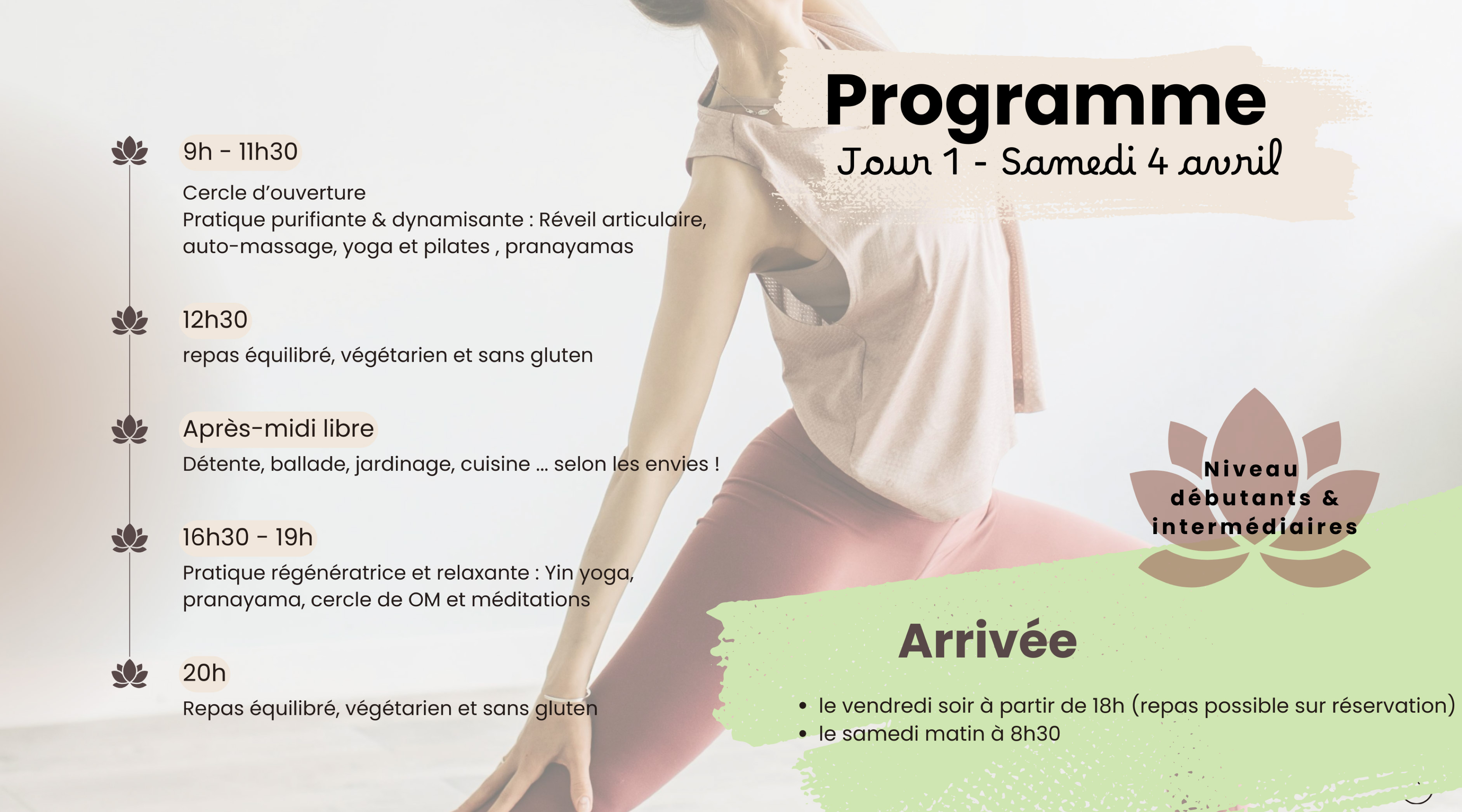 yoga pilates retraite Pâques jour 1