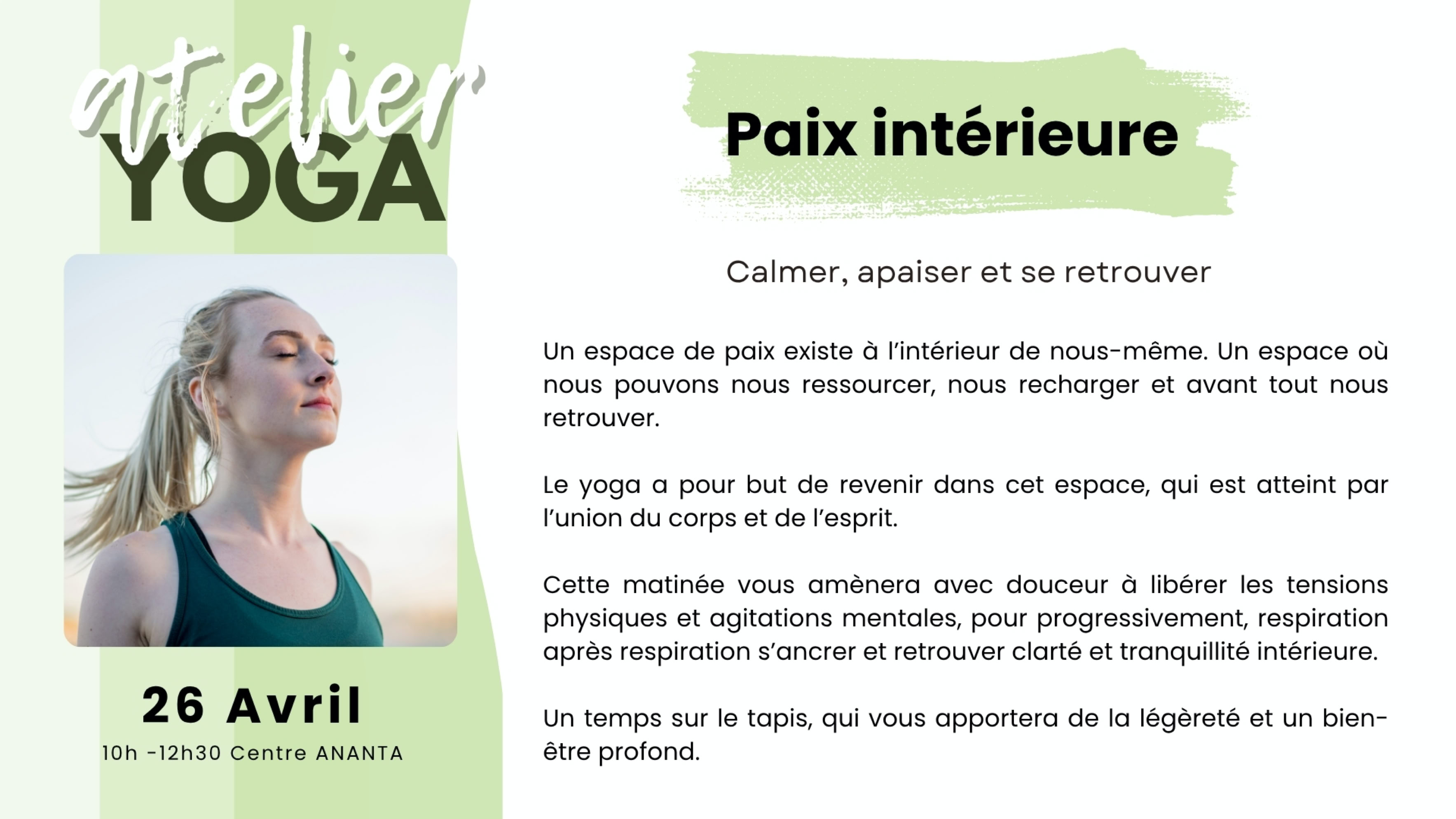 Atelier Yoga paix inéterieure en Creuse  à Ananta