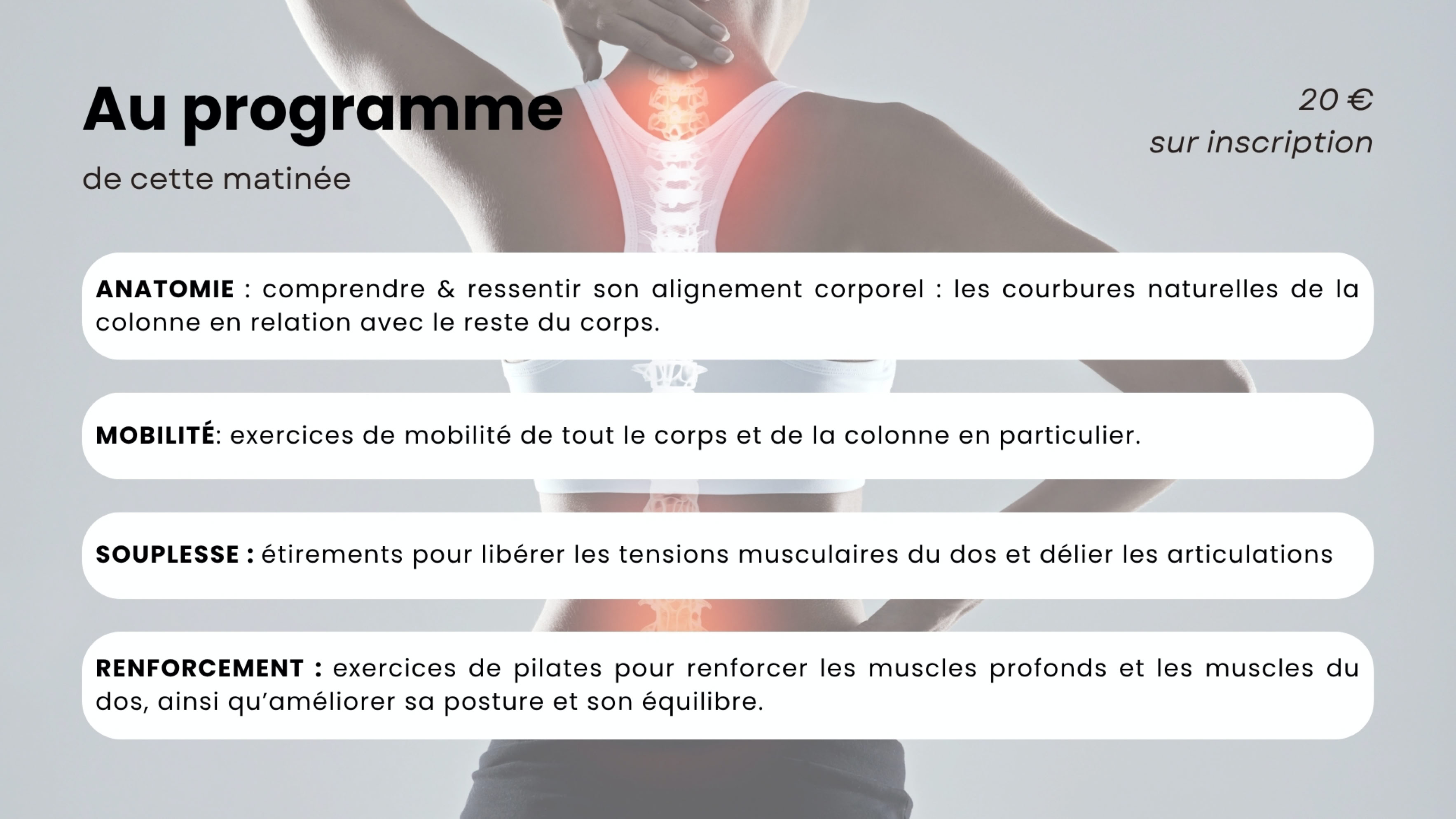 Atelier Pilates alignement, dos et colonne vertébale Creuse Aubusson