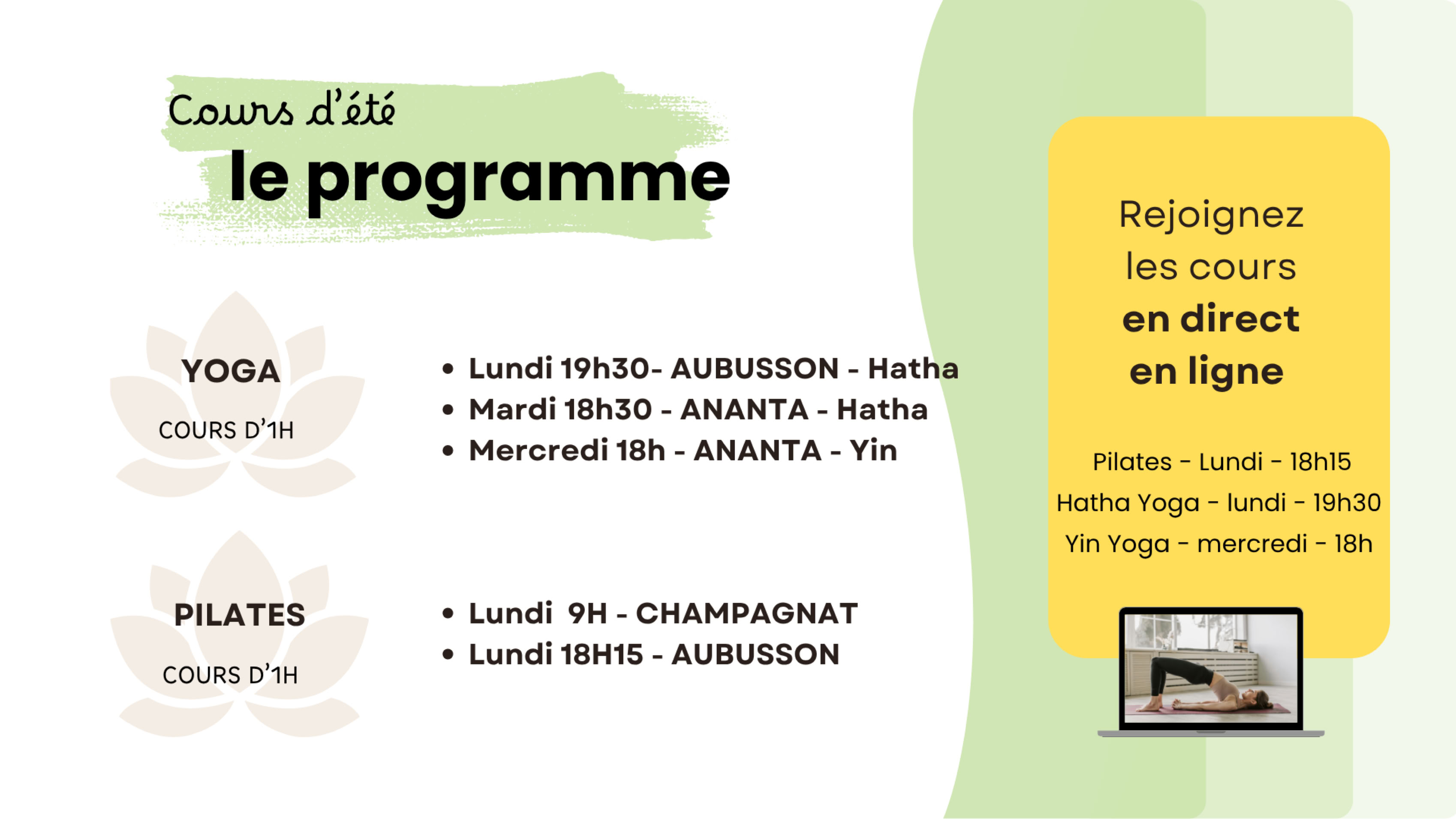 Le programme des cours d'été à Aubusson, Champagnat et Bellegarde